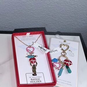NURSE Heart Badge Holder & Bag Charm Set